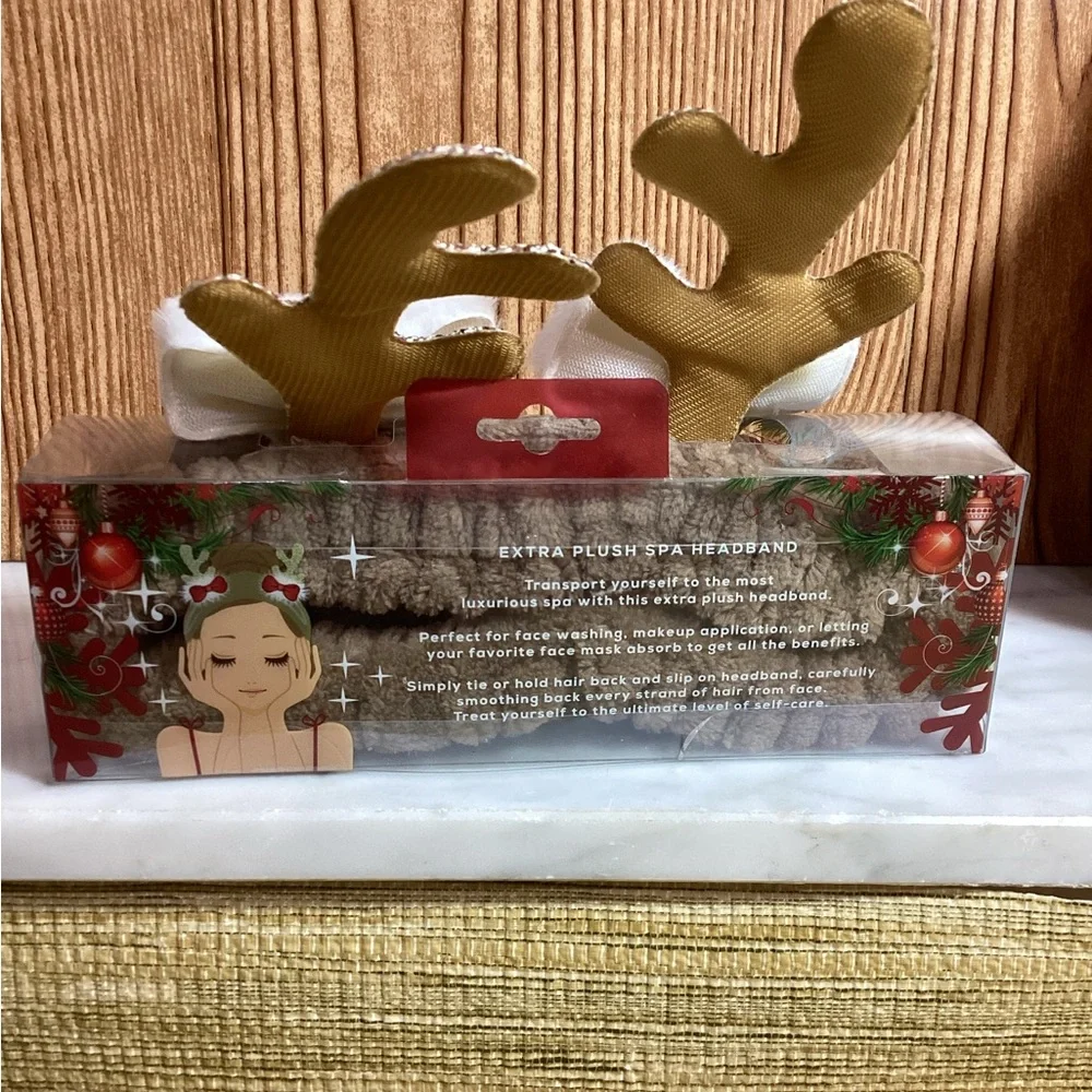 New Spa Bunny Red and White Reindeer Headband